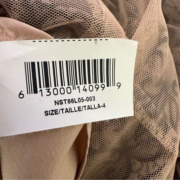 BCBGMAXAZRIA Beige Black Aurora Embroidered Tulle Sleeveless Trumpet Gown 4 - Picture 9 of 10